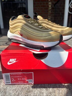 Nike Metallic Gold and Red Check Sneakers